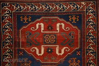 Chondoresk 'Cloudband' kazak rug, early 20th century, 190x110 cm, unique cloudband design with stylized dragons. more pieces: http://rugrabbit.com/profile/5160               