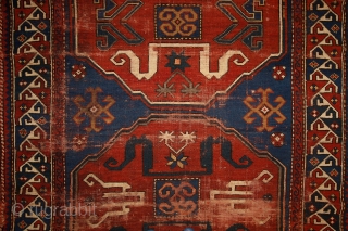 Chondoresk 'Cloudband' kazak rug, early 20th century, 190x110 cm, unique cloudband design with stylized dragons. more pieces: http://rugrabbit.com/profile/5160               