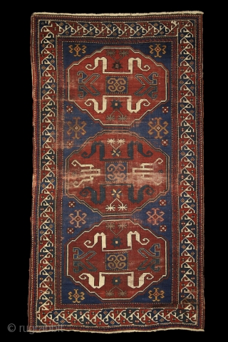 Chondoresk 'Cloudband' kazak rug, early 20th century, 190x110 cm, unique cloudband design with stylized dragons. more pieces: http://rugrabbit.com/profile/5160               