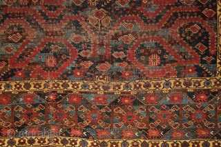 Mythic turkmen Beshir ‘snake/dragon/cloudband’ main carpet from the 19th century. 
Have you ever seen such a complex border system on that type? Dozens of scorpions (?) in border’s partly blue water. The  ...