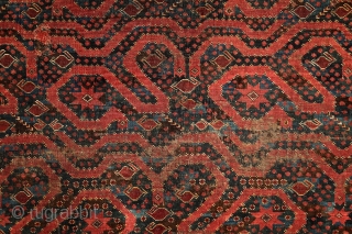 Mythic turkmen Beshir ‘snake/dragon/cloudband’ main carpet from the 19th century. 
Have you ever seen such a complex border system on that type? Dozens of scorpions (?) in border’s partly blue water. The  ...