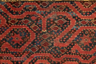 Mythic turkmen Beshir ‘snake/dragon/cloudband’ main carpet from the 19th century. 
Have you ever seen such a complex border system on that type? Dozens of scorpions (?) in border’s partly blue water. The  ...