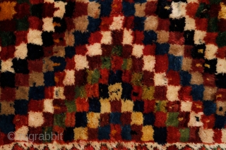 Bakhtiari gabbeh, 180x108cm, first half of 20th century.
4 cm, 1.6 inches (!) pile from great, shiny wool. All natural colors, every of them has more different shades. Beautiful abstract design, like a  ...