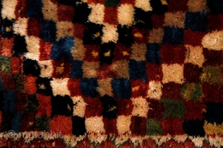 Bakhtiari gabbeh, 180x108cm, first half of 20th century.
4 cm, 1.6 inches (!) pile from great, shiny wool. All natural colors, every of them has more different shades. Beautiful abstract design, like a  ...
