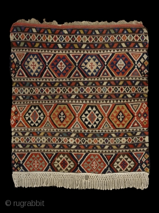 Shirwan kilim, mid19th century, probably the half of a longer kilim, 167x150 cm, deep dyes (much deeper than appearing on the pics) & very fine weave. added fringes at the bottom, otherwise  ...