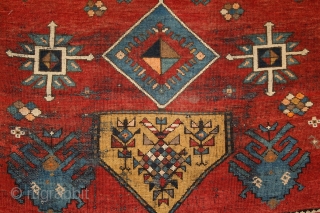 Shamkir/Tovuz rug with a free soul! wonderful opened, floating atmosphere….. Real, non-commercial village work of art with individual way of using the tradition. Note the slight border, which kept its visual power  ...