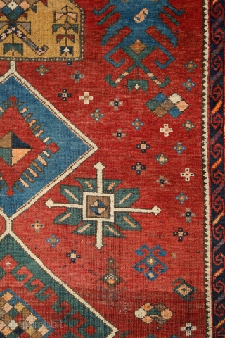 Shamkir/Tovuz rug with a free soul! wonderful opened, floating atmosphere….. Real, non-commercial village work of art with individual way of using the tradition. Note the slight border, which kept its visual power  ...