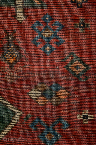 Shamkir/Tovuz rug with a free soul! wonderful opened, floating atmosphere….. Real, non-commercial village work of art with individual way of using the tradition. Note the slight border, which kept its visual power  ...