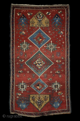 Shamkir/Tovuz rug with a free soul! wonderful opened, floating atmosphere….. Real, non-commercial village work of art with individual way of using the tradition. Note the slight border, which kept its visual power  ...