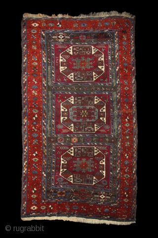 Yuruk "Crivelli" rug, eastern Anatolia, 225x157 cm, ca. 1860-1870. Immaculate condition except some corroded browns. No damage, no repair. Full, juicy, lustrous pile overall, original kilim end on the end. I think  ...