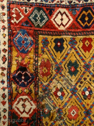 "Sleep is the best meditation." - Dalai Lama. ‘Yatak’/sleeping rug, Caucasus, Zakatala, early 1800’s. Extremly meaty/long pile all over, old reapirs as you can see on the pics, glowing / saturated /  ...