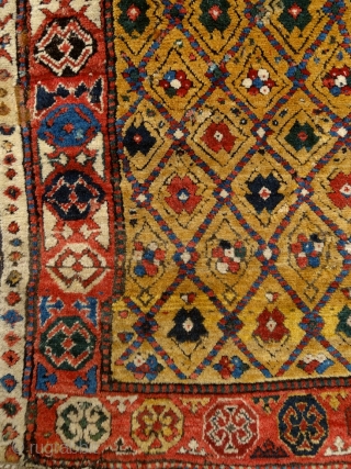 "Sleep is the best meditation." - Dalai Lama. ‘Yatak’/sleeping rug, Caucasus, Zakatala, early 1800’s. Extremly meaty/long pile all over, old reapirs as you can see on the pics, glowing / saturated /  ...