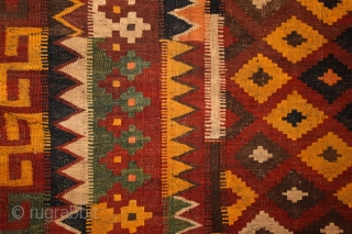 Meymaneh / Maimana kilim, Afghanistan, early 20th century, 325x200 cm, wool on wool, some old repairs here&there, otherwise complete, great, strong organic dyes, thick wool, can be used even under heavy traffic.  ...