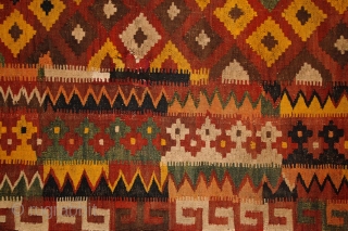 Meymaneh / Maimana kilim, Afghanistan, early 20th century, 325x200 cm, wool on wool, some old repairs here&there, otherwise complete, great, strong organic dyes, thick wool, can be used even under heavy traffic.  ...