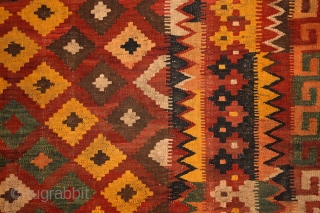 Meymaneh / Maimana kilim, Afghanistan, early 20th century, 325x200 cm, wool on wool, some old repairs here&there, otherwise complete, great, strong organic dyes, thick wool, can be used even under heavy traffic.  ...