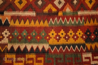 Meymaneh / Maimana kilim, Afghanistan, early 20th century, 325x200 cm, wool on wool, some old repairs here&there, otherwise complete, great, strong organic dyes, thick wool, can be used even under heavy traffic.  ...