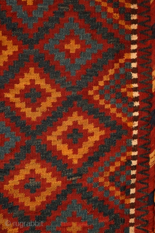 Meymaneh / Maimana bag, Afghanistan, late 19th/early 20th century, wool on wool. Great organic colors, super soft wool, cool design. More pieces: http://rugrabbit.com/profile/5160          