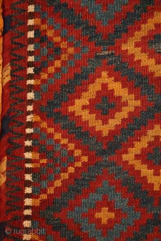 Meymaneh / Maimana bag, Afghanistan, late 19th/early 20th century, wool on wool. Great organic colors, super soft wool, cool design. More pieces: http://rugrabbit.com/profile/5160          