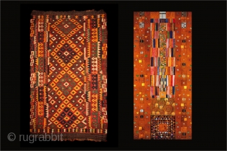 Meymaneh / Maimana kilim, Afghanistan, early 20th century, 325x200 cm, wool on wool, some old repairs here&there, otherwise complete, great, strong organic dyes, thick wool, can be used even under heavy traffic.  ...