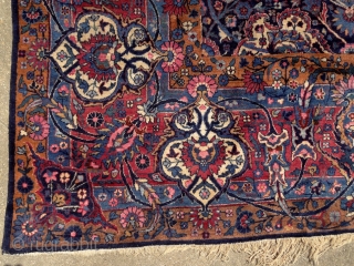 Yazd carpet, Persia, early 20th century, 4x3 m. Except the few worn spots, which can be seen on the pics, it has great, silky, soft pile. Freshly washed, clean & soft. Ready  ...