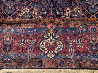 Yazd carpet, Persia, early 20th century, 4x3 m. Except the few worn spots, which can be seen on the pics, it has great, silky, soft pile. Freshly washed, clean & soft. Ready  ...