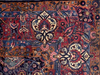 Yazd carpet, Persia, early 20th century, 4x3 m. Except the few worn spots, which can be seen on the pics, it has great, silky, soft pile. Freshly washed, clean & soft. Ready  ...