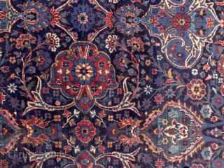 Yazd carpet, Persia, early 20th century, 4x3 m. Except the few worn spots, which can be seen on the pics, it has great, silky, soft pile. Freshly washed, clean & soft. Ready  ...