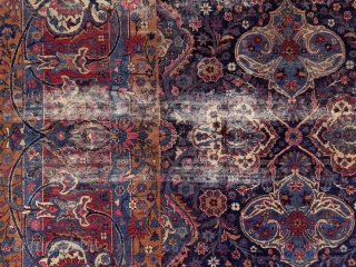 Yazd carpet, Persia, early 20th century, 4x3 m. Except the few worn spots, which can be seen on the pics, it has great, silky, soft pile. Freshly washed, clean & soft. Ready  ...