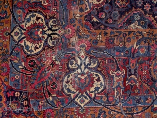 Yazd carpet, Persia, early 20th century, 4x3 m. Except the few worn spots, which can be seen on the pics, it has great, silky, soft pile. Freshly washed, clean & soft. Ready  ...