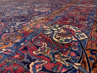 Yazd carpet, Persia, early 20th century, 4x3 m. Except the few worn spots, which can be seen on the pics, it has great, silky, soft pile. Freshly washed, clean & soft. Ready  ...