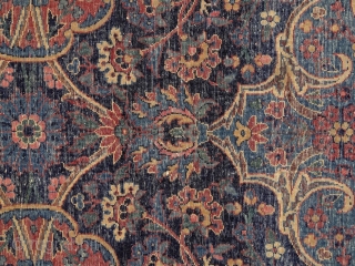 Yazd carpet, Persia, early 20th century, 4x3 m. Except the few worn spots, which can be seen on the pics, it has great, silky, soft pile. Freshly washed, clean & soft. Ready  ...