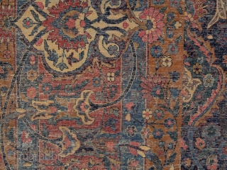 Yazd carpet, Persia, early 20th century, 4x3 m. Except the few worn spots, which can be seen on the pics, it has great, silky, soft pile. Freshly washed, clean & soft. Ready  ...