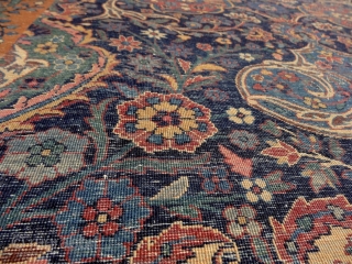 Yazd carpet, Persia, early 20th century, 4x3 m. Except the few worn spots, which can be seen on the pics, it has great, silky, soft pile. Freshly washed, clean & soft. Ready  ...