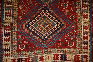 Rural, free & real. Charismatic village rug from the Caucasus. Somewhere in the Gazakh/Fakhralo area, 19th century. Great condition with good pile. Perfect, shining, living colors. More pieces here: http://rugrabbit.com/profile/5160   