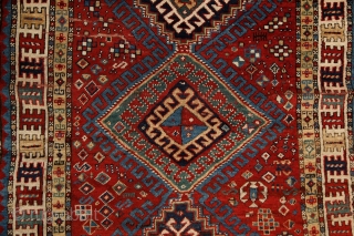 Rural, free & real. Charismatic village rug from the Caucasus. Somewhere in the Gazakh/Fakhralo area, 19th century. Great condition with good pile. Perfect, shining, living colors. More pieces here: http://rugrabbit.com/profile/5160   