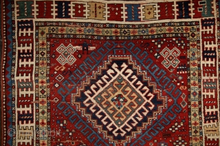 Rural, free & real. Charismatic village rug from the Caucasus. Somewhere in the Gazakh/Fakhralo area, 19th century. Great condition with good pile. Perfect, shining, living colors. More pieces here: http://rugrabbit.com/profile/5160   