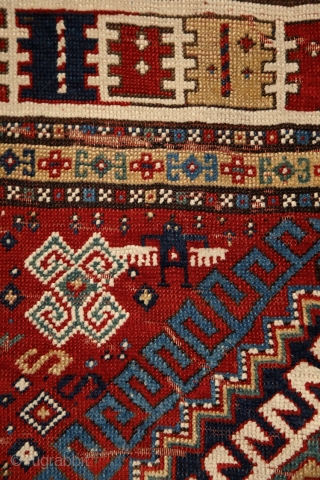 Rural, free & real. Charismatic village rug from the Caucasus. Somewhere in the Gazakh/Fakhralo area, 19th century. Great condition with good pile. Perfect, shining, living colors. More pieces here: http://rugrabbit.com/profile/5160   