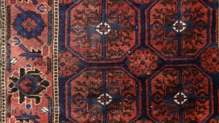 Baluch rug, east Persia, Ferdows area, juicy pile, beautiful border around softly trembling güls, oxidized browns, original fringes and side cords (goat hair) some worn at the bottom part. More pieces: http://rugrabbit.com/profile/5160 