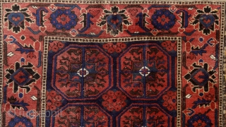 Baluch rug, east Persia, Ferdows area, juicy pile, beautiful border around softly trembling güls, oxidized browns, original fringes and side cords (goat hair) some worn at the bottom part. More pieces: http://rugrabbit.com/profile/5160 