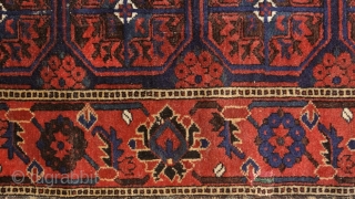 Baluch rug, east Persia, Ferdows area, juicy pile, beautiful border around softly trembling güls, oxidized browns, original fringes and side cords (goat hair) some worn at the bottom part. More pieces: http://rugrabbit.com/profile/5160 