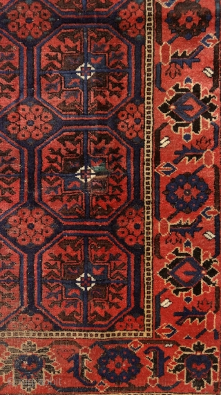 Baluch rug, east Persia, Ferdows area, juicy pile, beautiful border around softly trembling güls, oxidized browns, original fringes and side cords (goat hair) some worn at the bottom part. More pieces: http://rugrabbit.com/profile/5160 