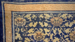 "Water surrounds the lotus flower, but does not wet its petals." - Gautama Buddha,
Ningxia carpet, ca. 17000 .... wool pile on cotton warps & wefts,super soft, floopy handle. A pleasure for the  ...