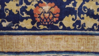 "Water surrounds the lotus flower, but does not wet its petals." - Gautama Buddha,
Ningxia carpet, ca. 17000 .... wool pile on cotton warps & wefts,super soft, floopy handle. A pleasure for the  ...