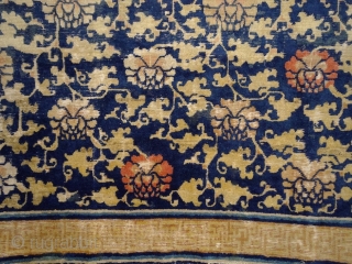 "Water surrounds the lotus flower, but does not wet its petals." - Gautama Buddha,
Ningxia carpet, ca. 17000 .... wool pile on cotton warps & wefts,super soft, floopy handle. A pleasure for the  ...