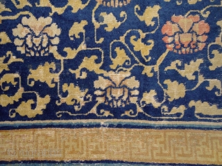 "Water surrounds the lotus flower, but does not wet its petals." - Gautama Buddha,
Ningxia carpet, ca. 17000 .... wool pile on cotton warps & wefts,super soft, floopy handle. A pleasure for the  ...