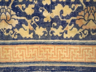 "Water surrounds the lotus flower, but does not wet its petals." - Gautama Buddha,
Ningxia carpet, ca. 17000 .... wool pile on cotton warps & wefts,super soft, floopy handle. A pleasure for the  ...