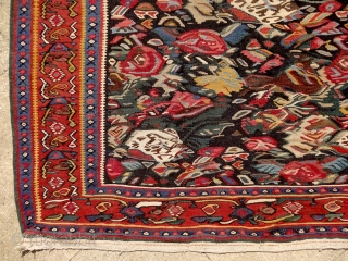 "Do not copy nature too much. Art is an abstraction." Paul Gauguin. Kurdish kilim, Senneh, Persia, ca. 1900. Intact, original, perfect condition. Extremly powerful, abstract drawing. Note the 2 hiding birds along  ...