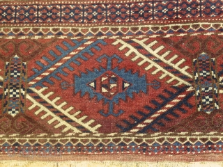 Turkmen "Turreted"/Pendi Göl rug, 100x150cm, soft wool, very fine graphic weaving, pile is full except on some parts, where it was folded, no repair, original selvages and kilim ends, perfect saturated light  ...