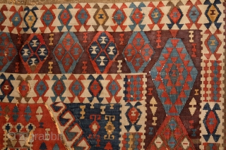 Kagizman Kilim, mid. 19th century, East Anatolia, 365x150cm
Beautiful saturated natural colors. Rare triple-bordure type. Wool on wool, some oxidized browns here and there, good overall condition.
more pictures here: https://picasaweb.google.com/pazyrikcarpet
Feel free to ask  ...