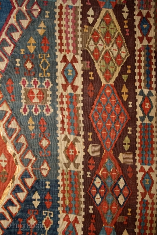 Kagizman Kilim, mid. 19th century, East Anatolia, 365x150cm
Beautiful saturated natural colors. Rare triple-bordure type. Wool on wool, some oxidized browns here and there, good overall condition.
more pictures here: https://picasaweb.google.com/pazyrikcarpet
Feel free to ask  ...